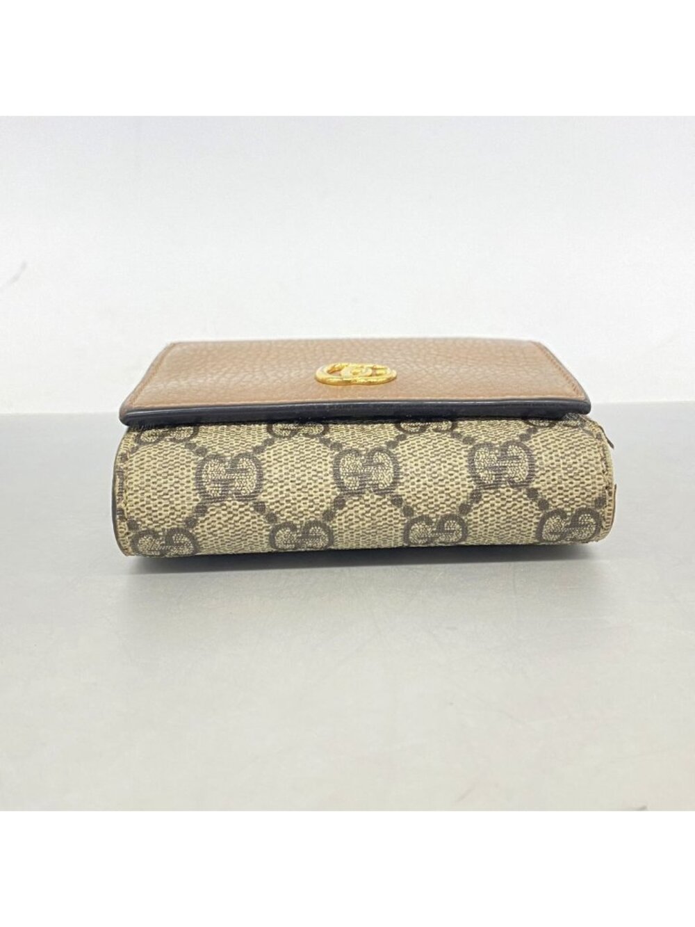 Gucci Wallet GG Marmont Supreme Leather Brown Gold - Picture 2 of 8